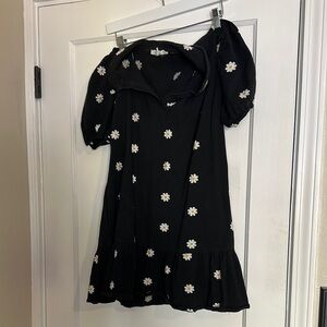 Black Dress with White Daisy Print